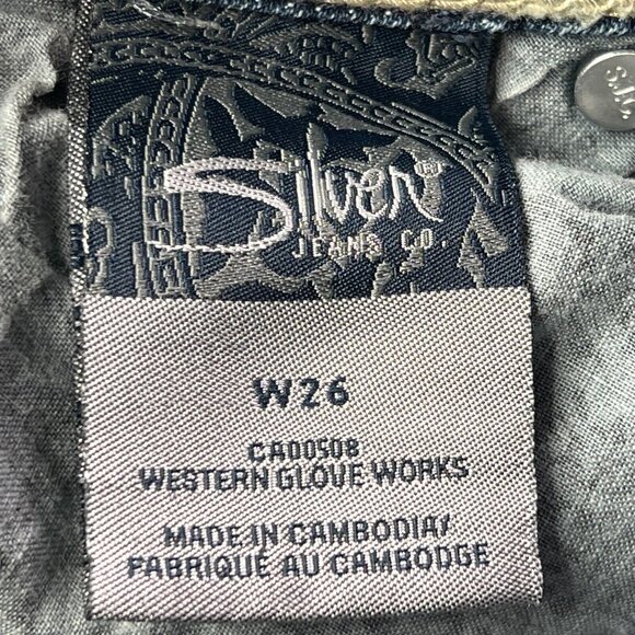 Silver Suki Surplus Capri Jeans Womens 26 Blue Stretch Denim Heavy Stitching - Picture 7 of 11